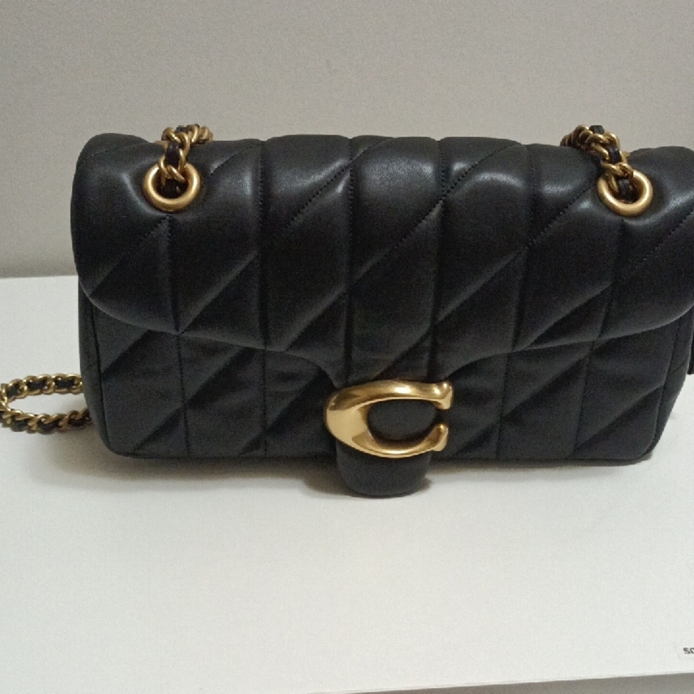 Coach Black Quilted Shoulder Bag with Gold Accents